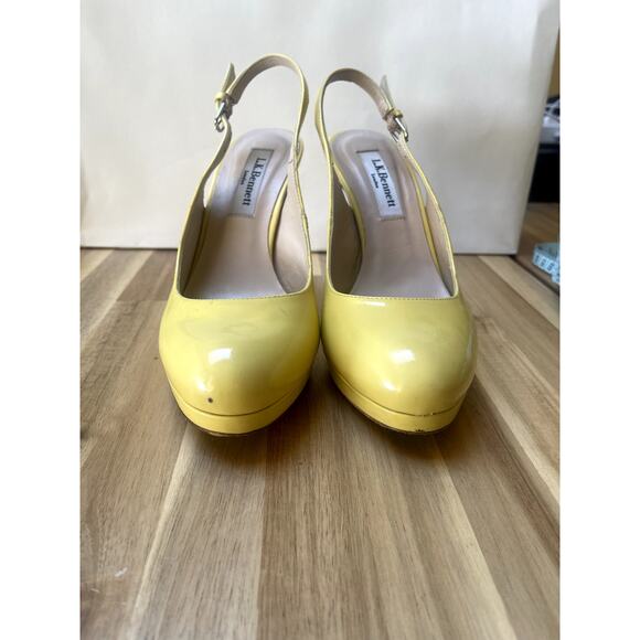 LK Bennett CLEMMIE PATENT LEATHER SLINGBACK PLATFORM HEEL Yellow Size 36 - Picture 10 of 11